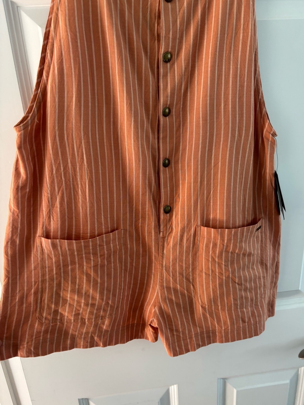 Volcom stone strut pocket romper sand striped XL new overalls - Picture 5 of 11